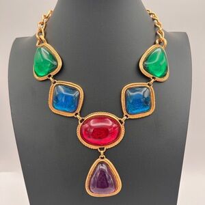 Kenneth Jay Lane KJL Avon Gripoix Multicolored Cabochons Necklace